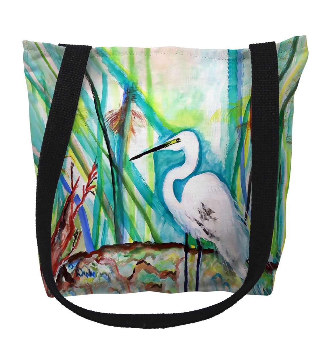 TY1515G Egret in Marsh Large Tote Bag - 18 x 18 in.