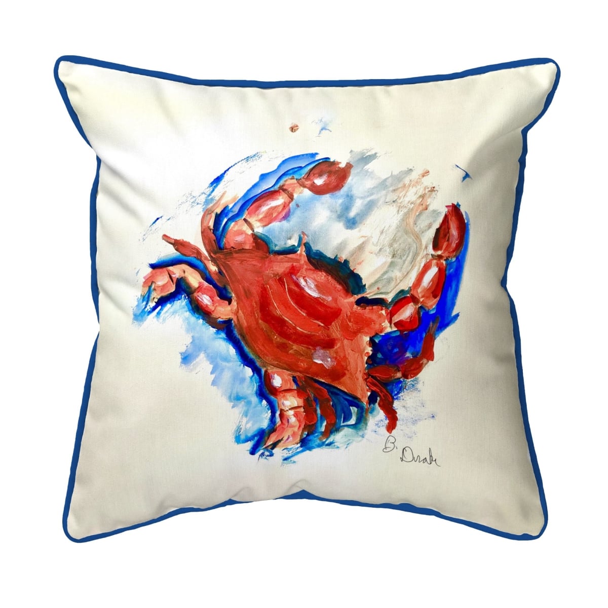 ZP1474 Betsys Red Crab Extra Large Zippered Pillow - 22 x 22 in.
