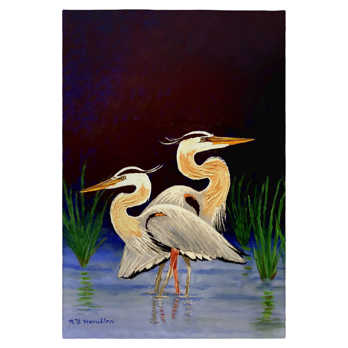 GT1501 Two Blue Herons Guest Towel - 20 x 20 in.