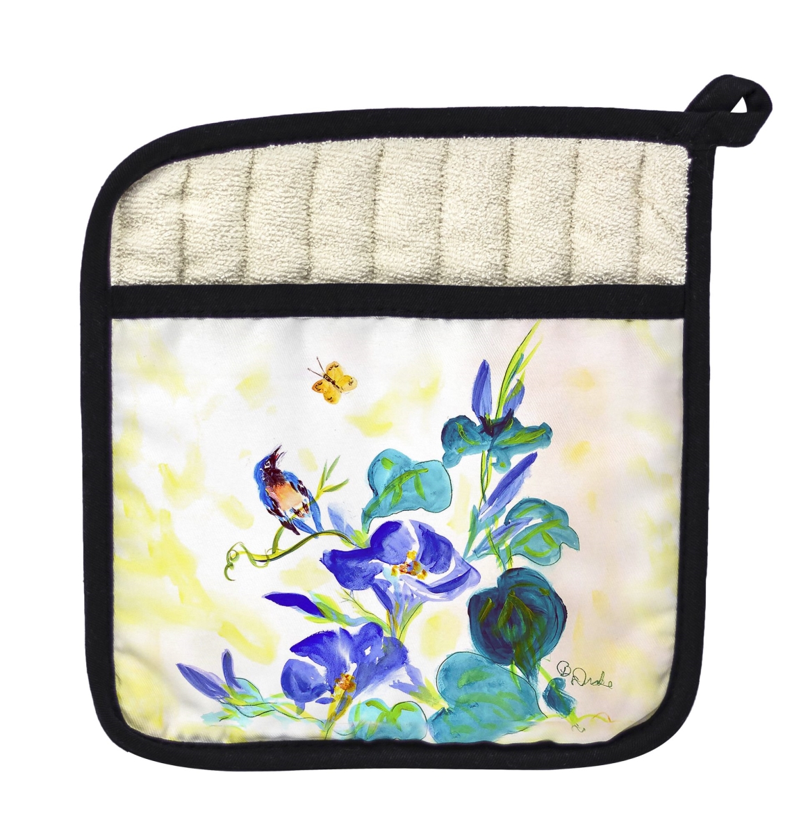 Picture of Betsy Drake PT1479 Blue Morning Glories Pot Holder