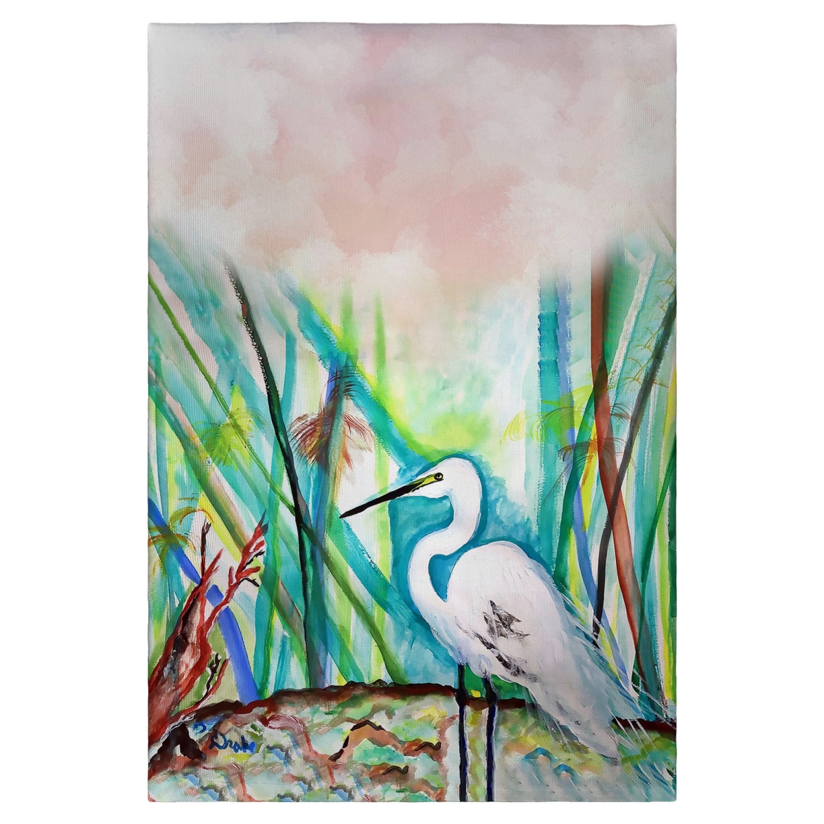 GT1515 Egret in Marsh Guest Towel - 20 x 20 in.