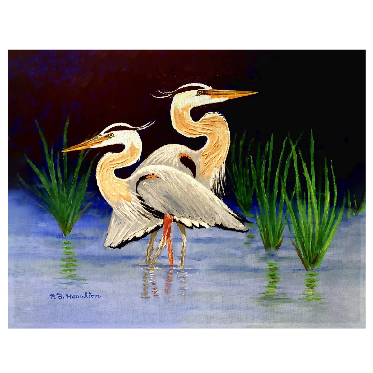 Picture of Betsy Drake PM1501 Two Blue Herons Place Mat - 14 x 18 in. - Set of 4