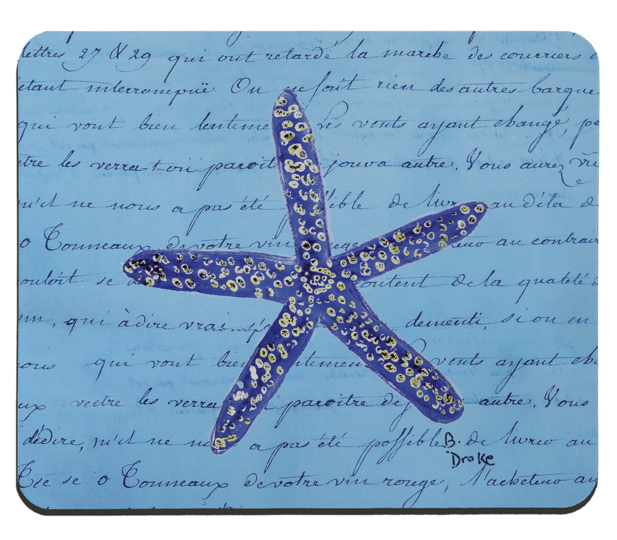 Picture of Betsy Drake MP991 Starfish on Blue Script Mousepad - 9.25 x 7.74 in.