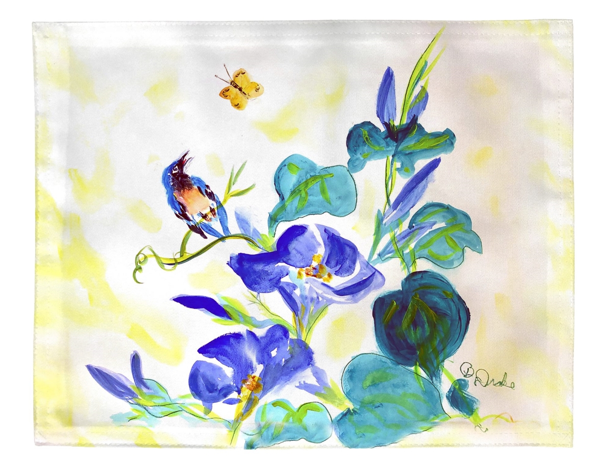 Picture of Betsy Drake PM1479 Blue Morning Glories Place Mat - 14 x 18 in. - Set of 4