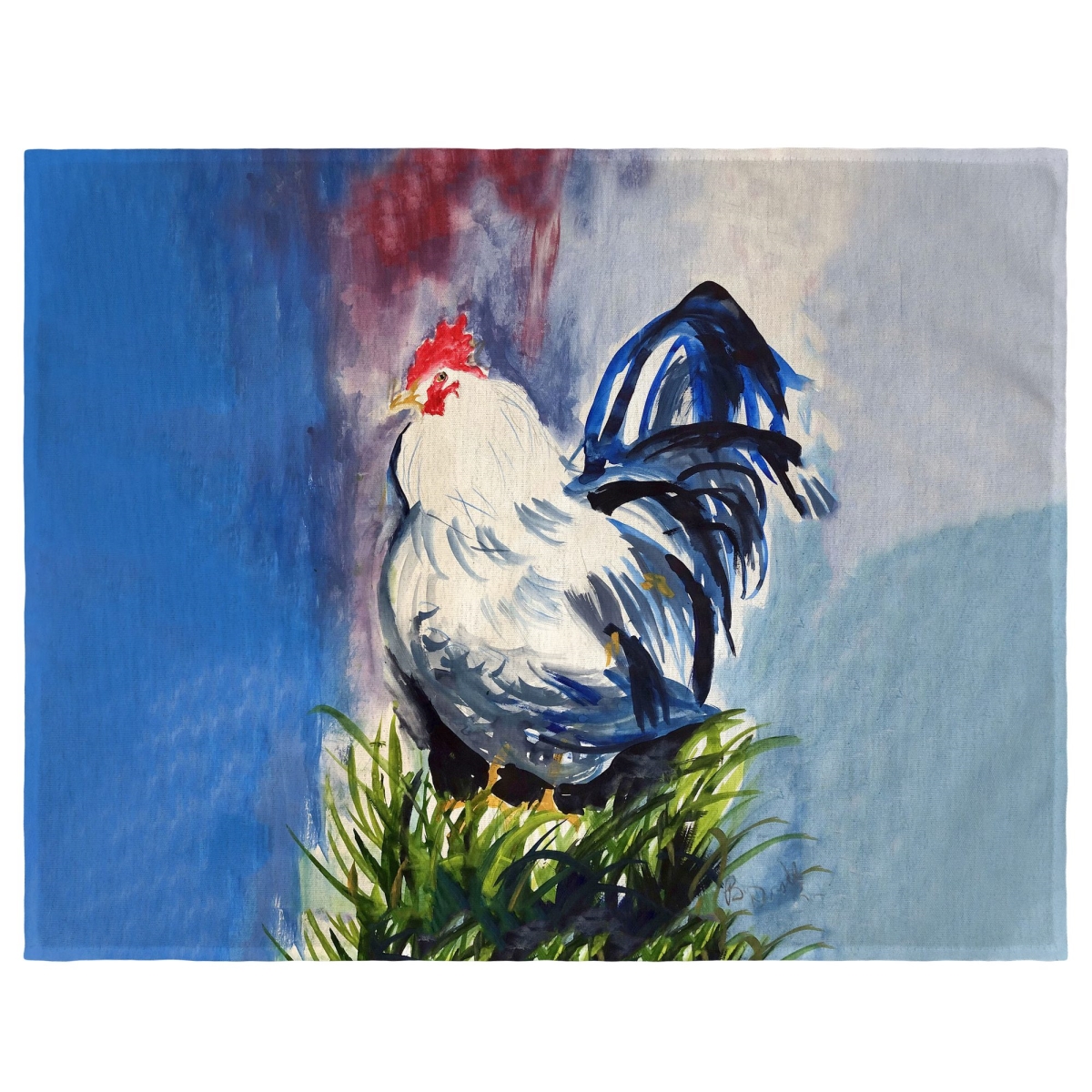 Picture of Betsy Drake PM1330 Blue & White Rooster Place Mat - 14 x 18 in. - Set of 4