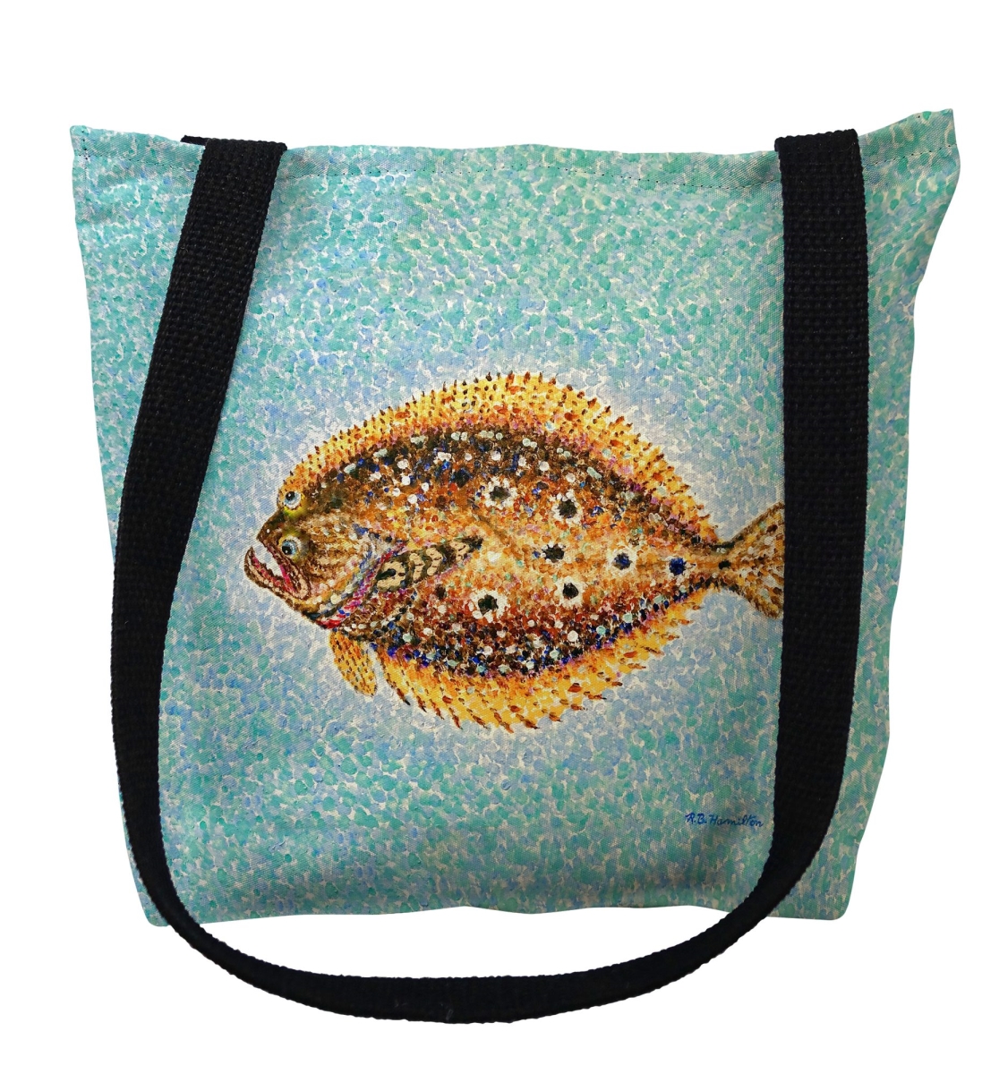 TY1328G Pointillist Flounder Large Tote Bag - 18 x 18 in.