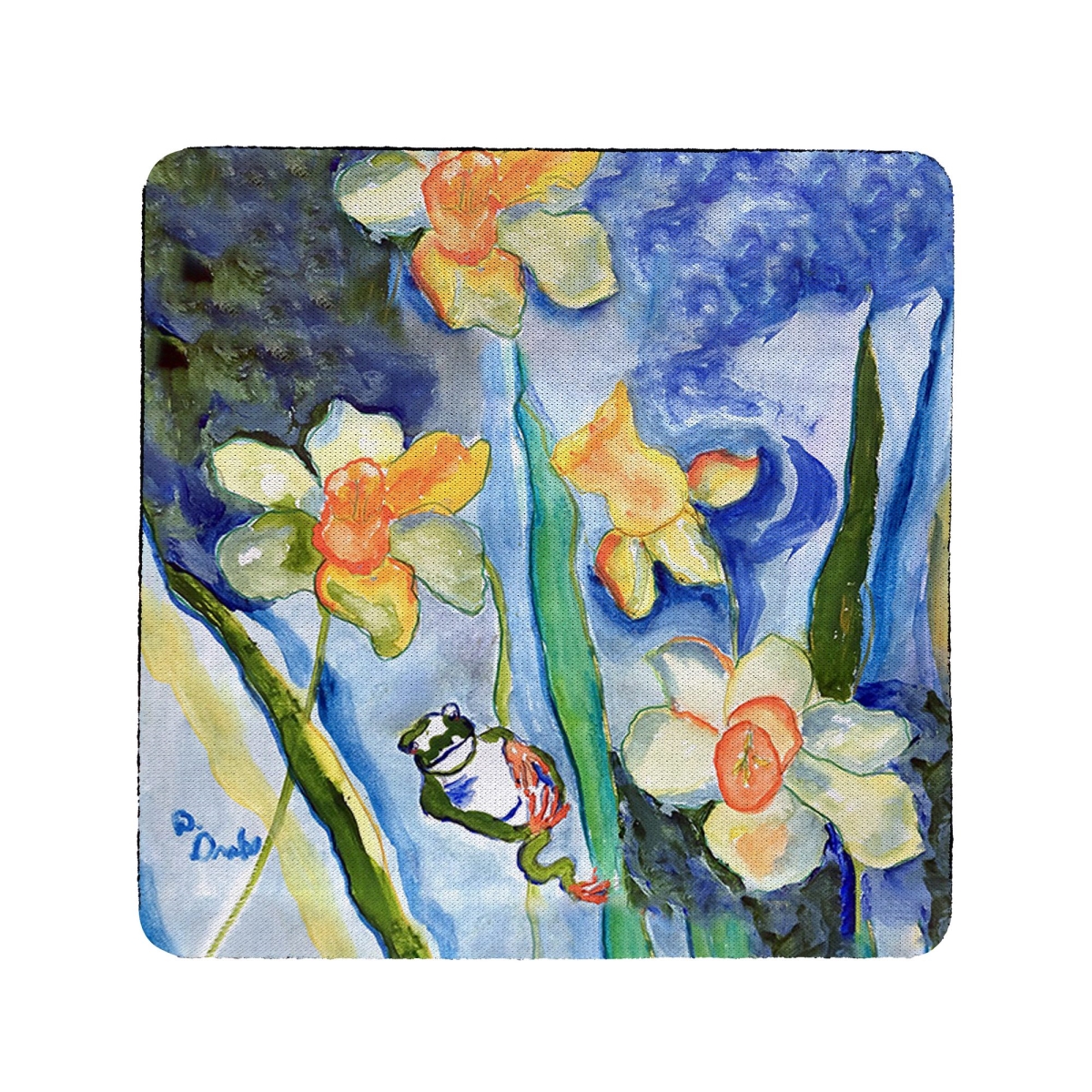 Picture of Betsy Drake CT1489 Daffodils & Frog Coaster - Set of 4