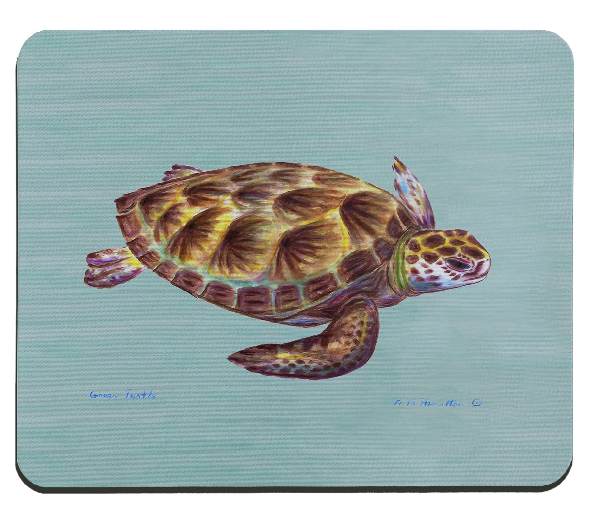 Picture of Betsy Drake MP044C Aqua Green Sea Turtle Mousepad - 9.25 x 7.74 in.
