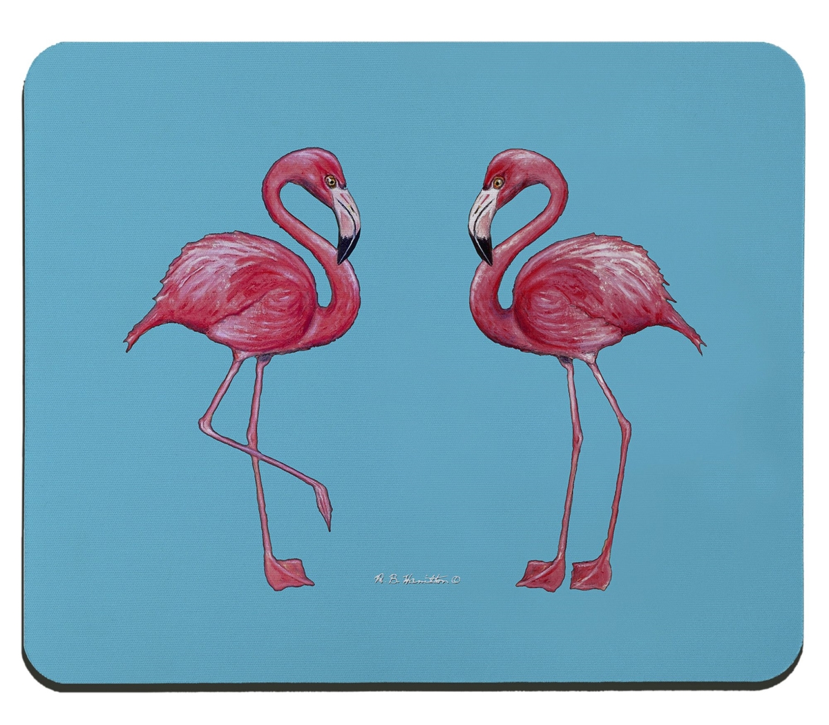 Picture of Betsy Drake MP084T Flamingos on Turquoise Mousepad - 9.25 x 7.74 in.