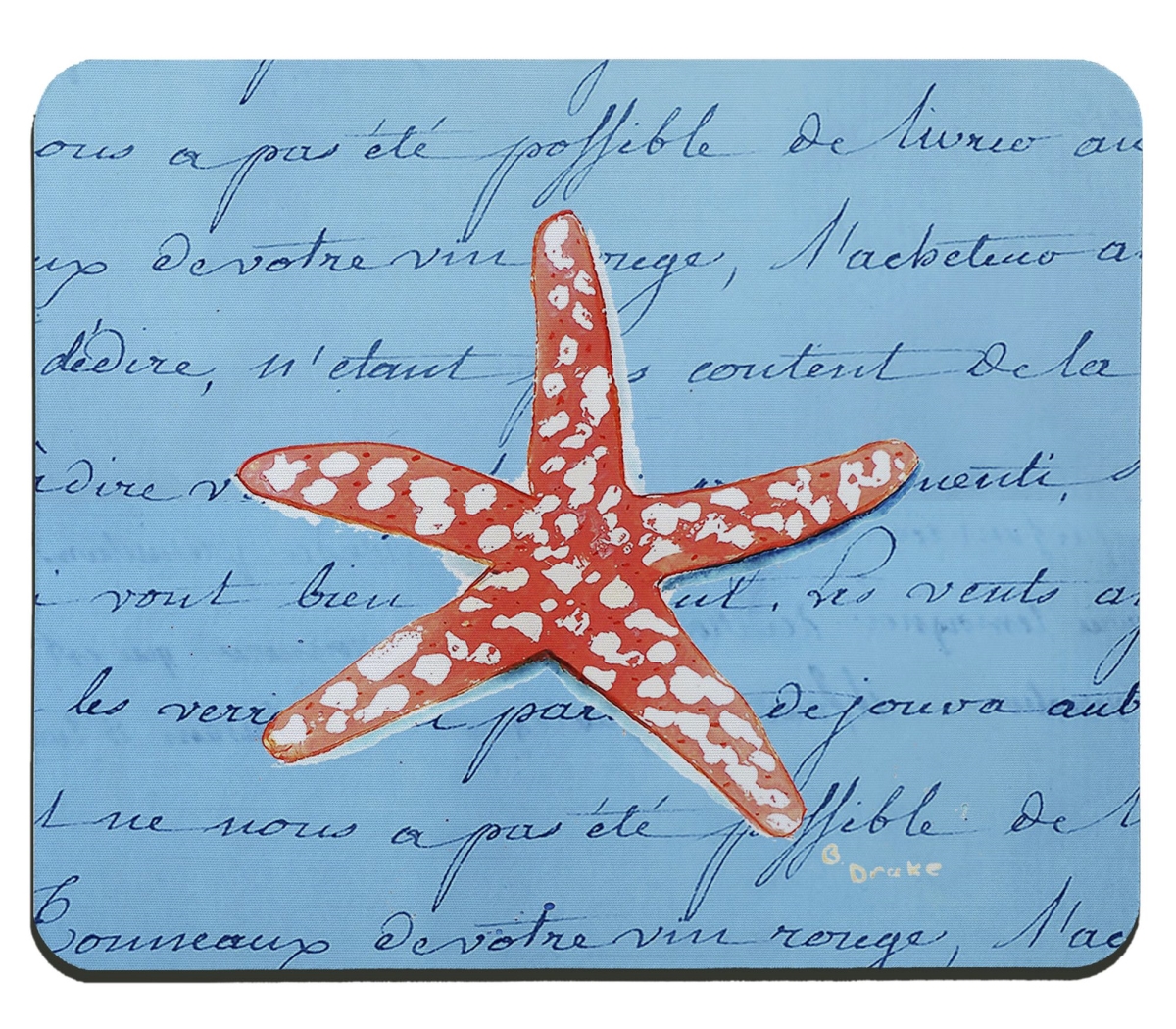 Picture of Betsy Drake MP091B Coral Starfish Blue Script Mousepad - 9.25 x 7.74 in.