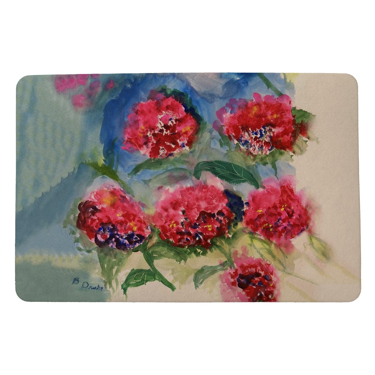 DM1259 Red Geraniums Door Mat - 18 x 26 in.
