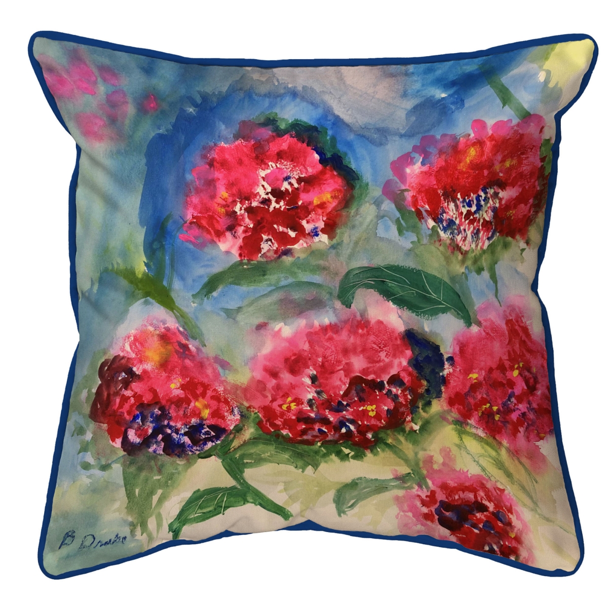 SN1259 Red Geraniums Small Indoor & Outdoor Pillow - 12 x 12 in.