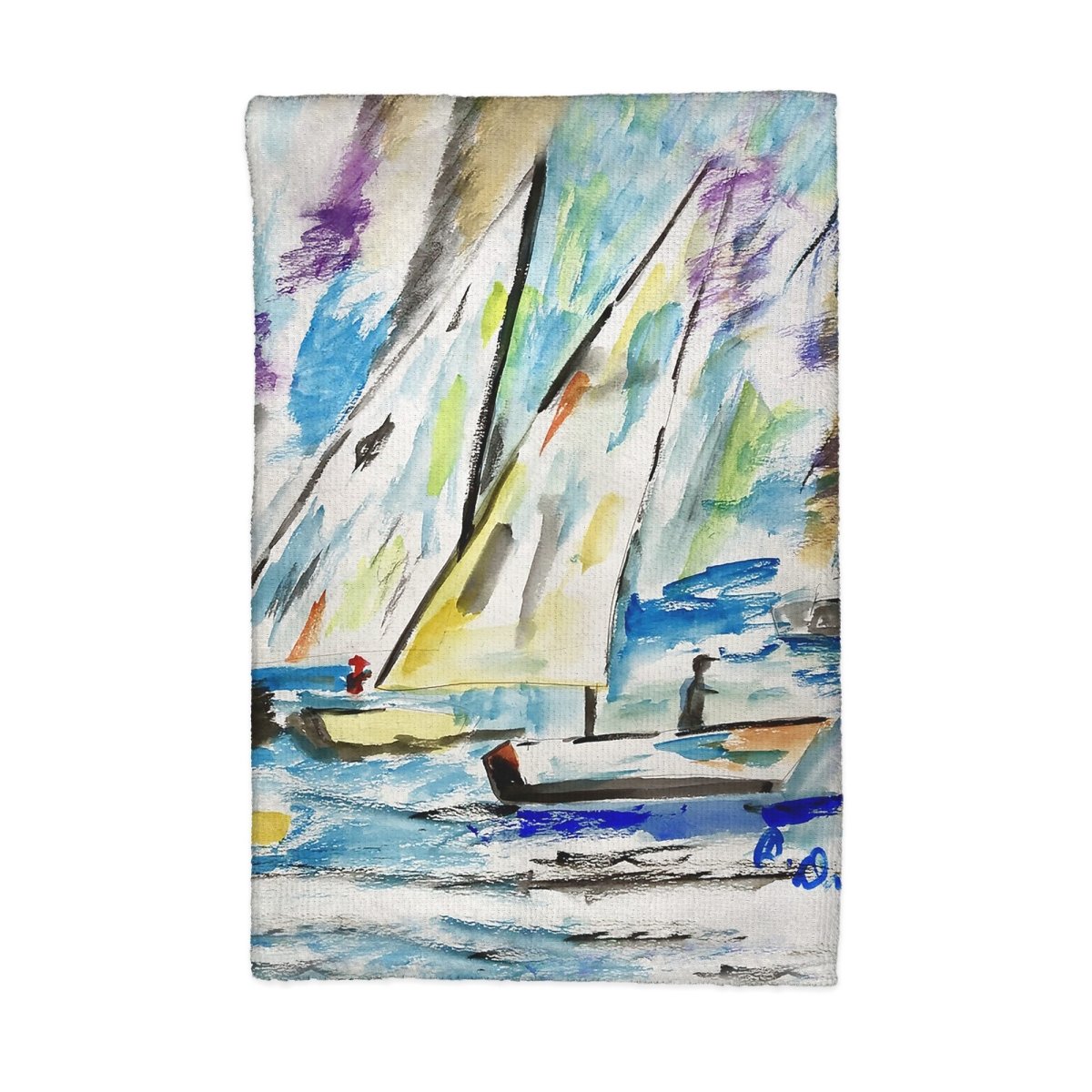 Picture of Betsy Drake KT1520 Betsys Sailboats Kitchen Towel - 16 x 25 in.