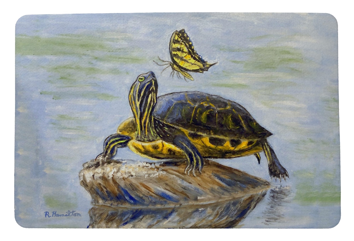 DM1272 Turtle & Tiger Swallowtail Butterfly Door Mat - 18 x 26 in.