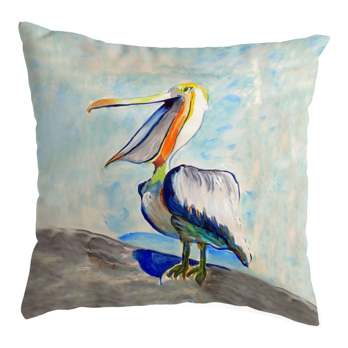 Talking Pelican Small Noncorded Pillow - 12 x 12 in.
