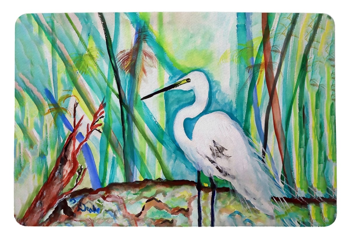 Egret in Marsh Door Mat - 18 x 26 in.