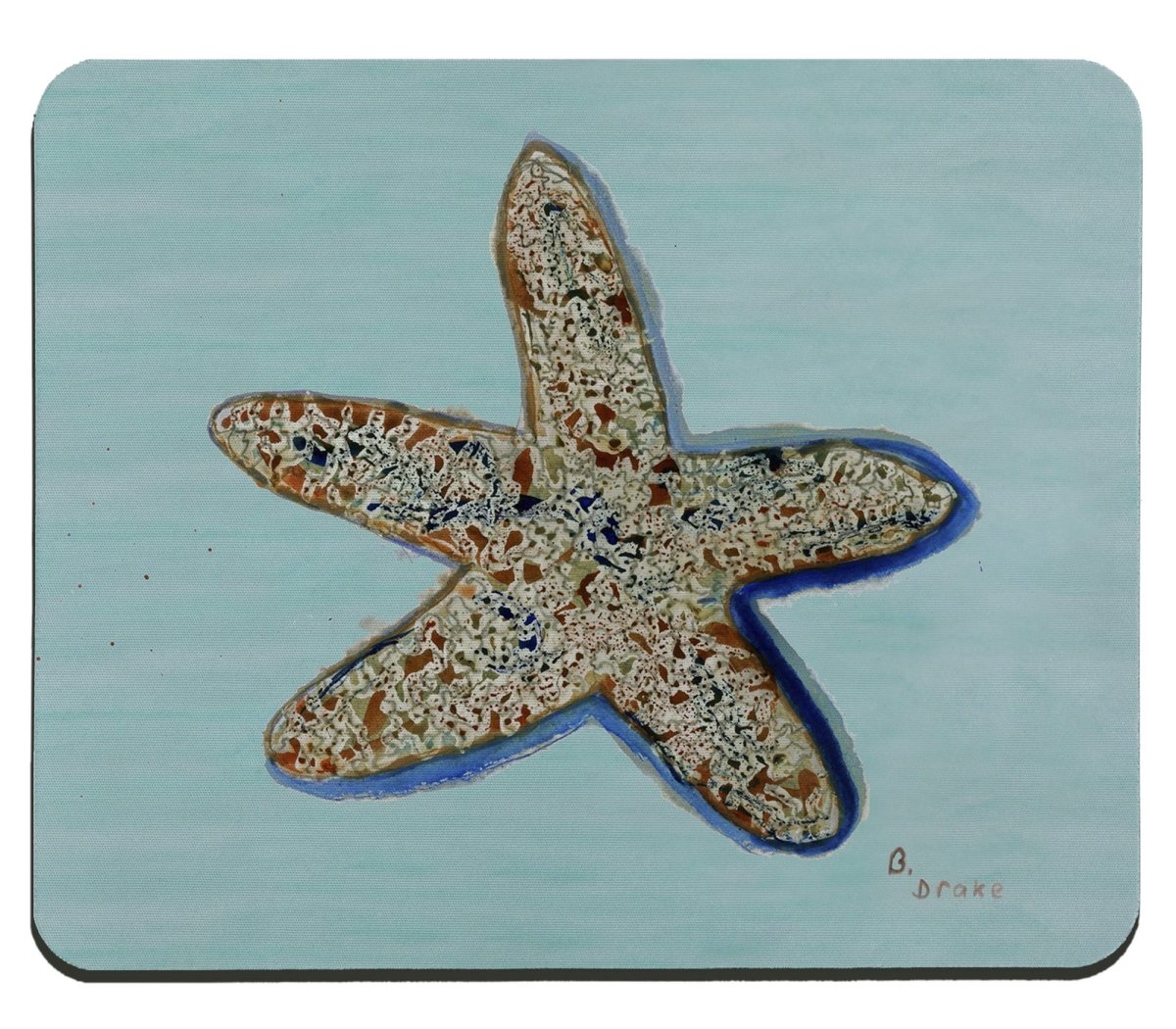 Picture of Betsy Drake MP604C Aqua Starfish Mousepad - 9.25 x 7.74 in.