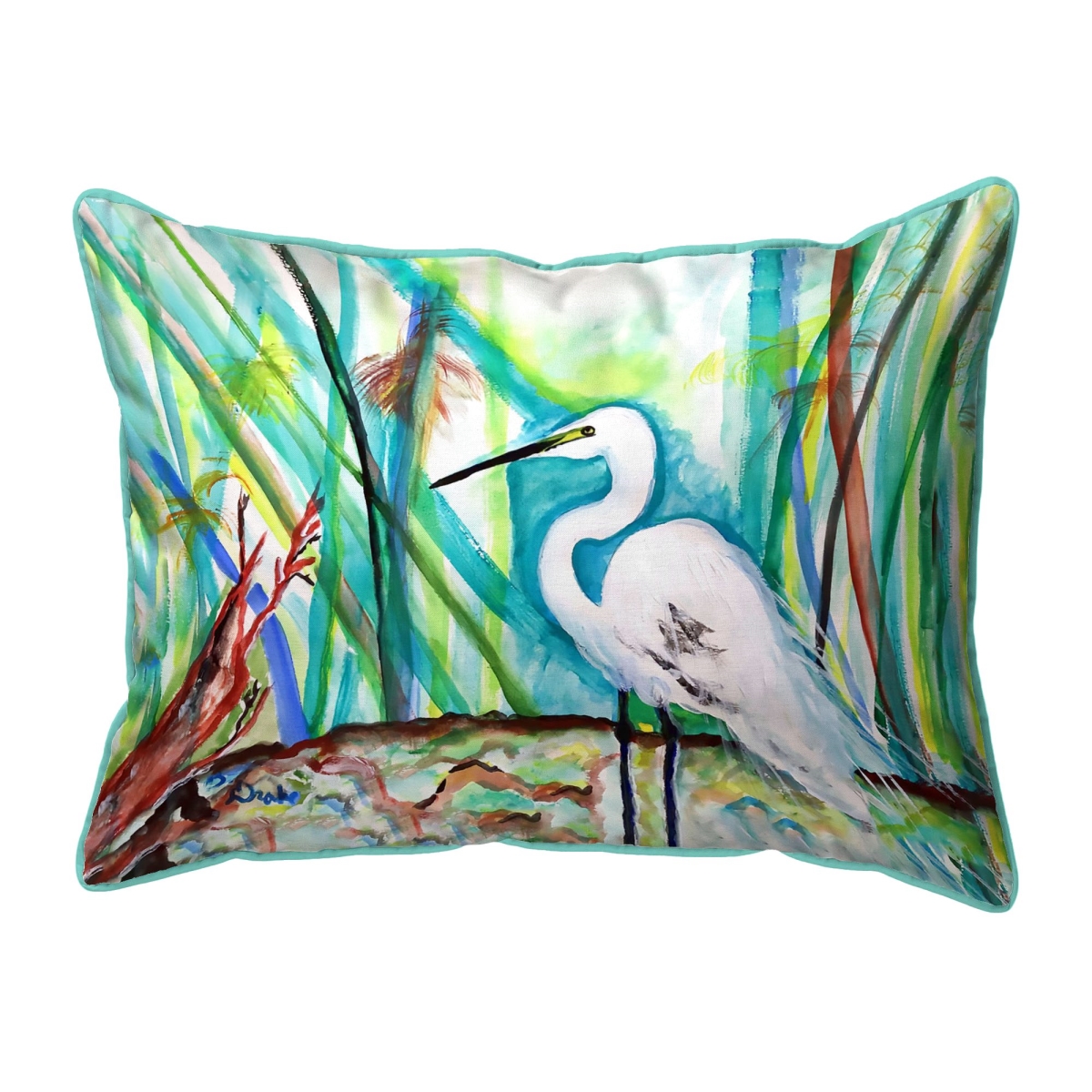 Egret in Marsh Large Indoor & Outdoor Pillow - 16 x 20 in.