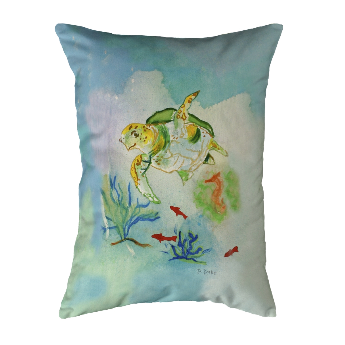 KS098L Betsys Sea Turtle Small No-Cord Pillow - 11 x 14 in.