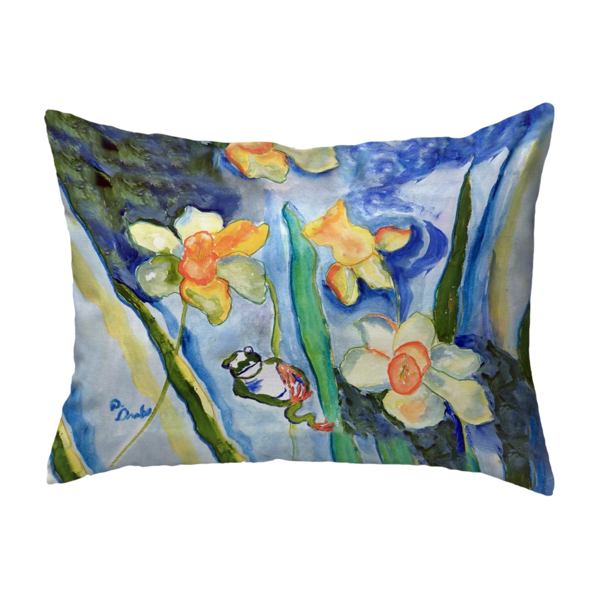 KS1489 Daffodils & Frog Small Noncorded Pillow - 11 x 14 in.