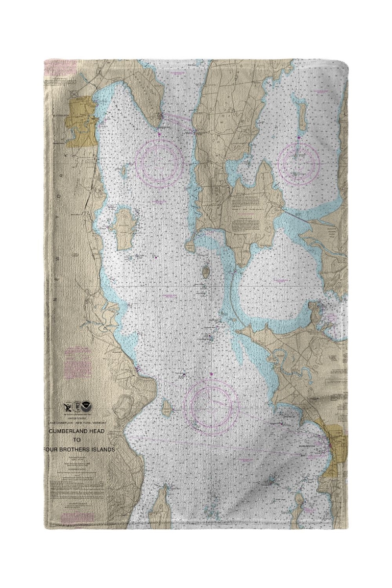 Picture of Betsy Drake KT14782BT Cumberland Head to Four Brothers Islands, VT Nautical Map Kitchen Towel - 16 x 25 in.