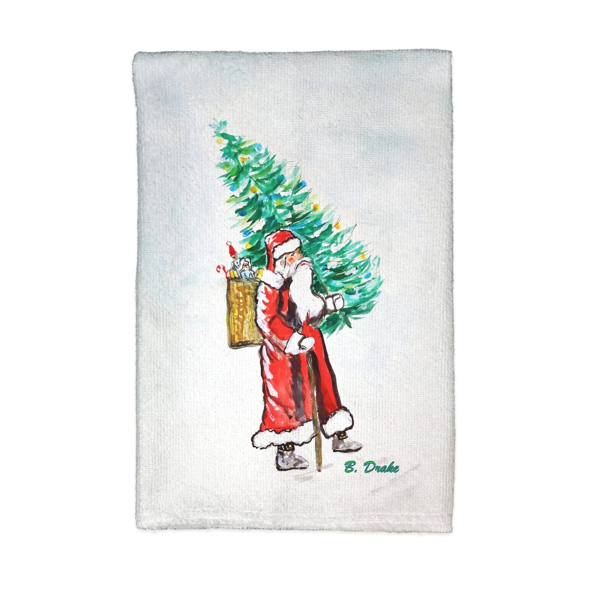 Picture of Betsy Drake KT1481 Santa Bringing Tree Kitchen Towel - 16 x 25 in.