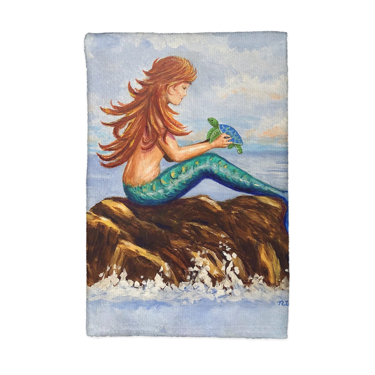 Picture of Betsy Drake KT1490 Mermaid & Sea Turtle Kitchen Towel - 16 x 25 in.