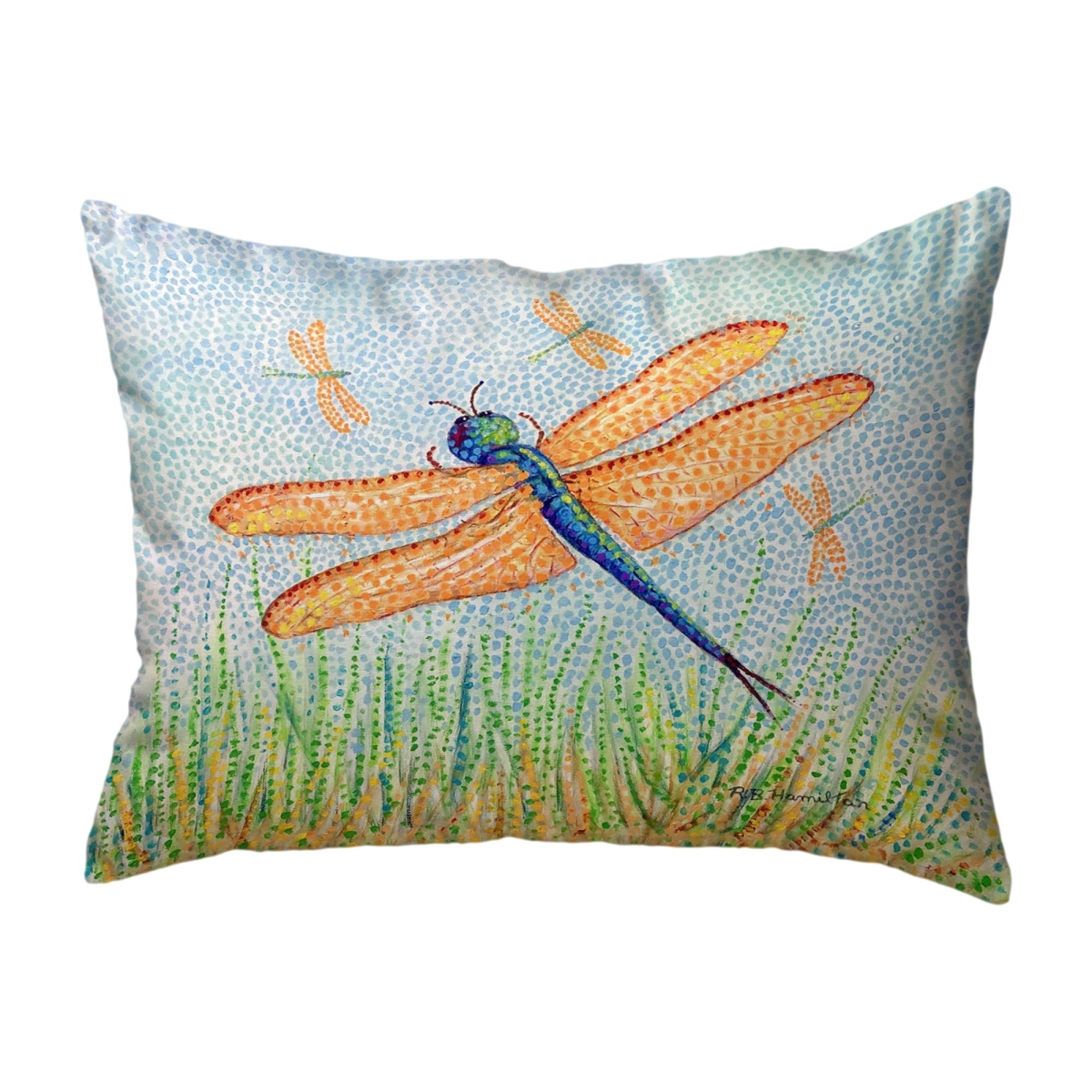 Pointillist Dragonfly No Cord Pillow - 16 x 20 in.