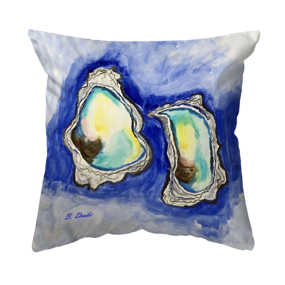 KS1279 12 x 12 in. Aqua Oysters Small Noncorded Pillow