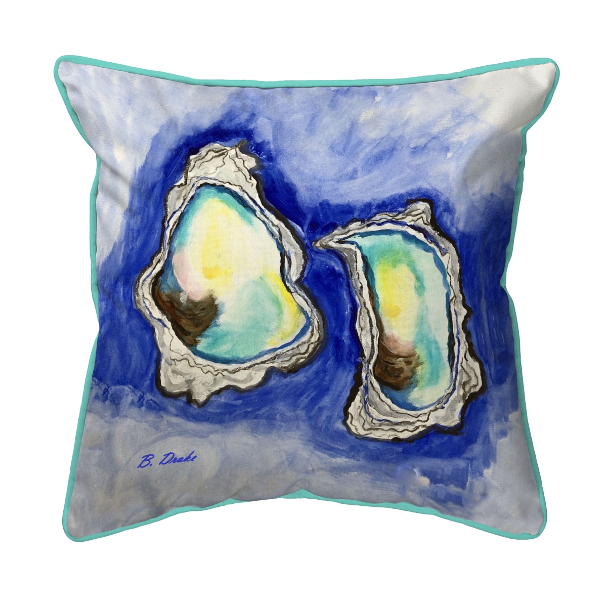 ZP1279 22 x 22 in. Aqua Oysters Extra Large Zippered Pillow