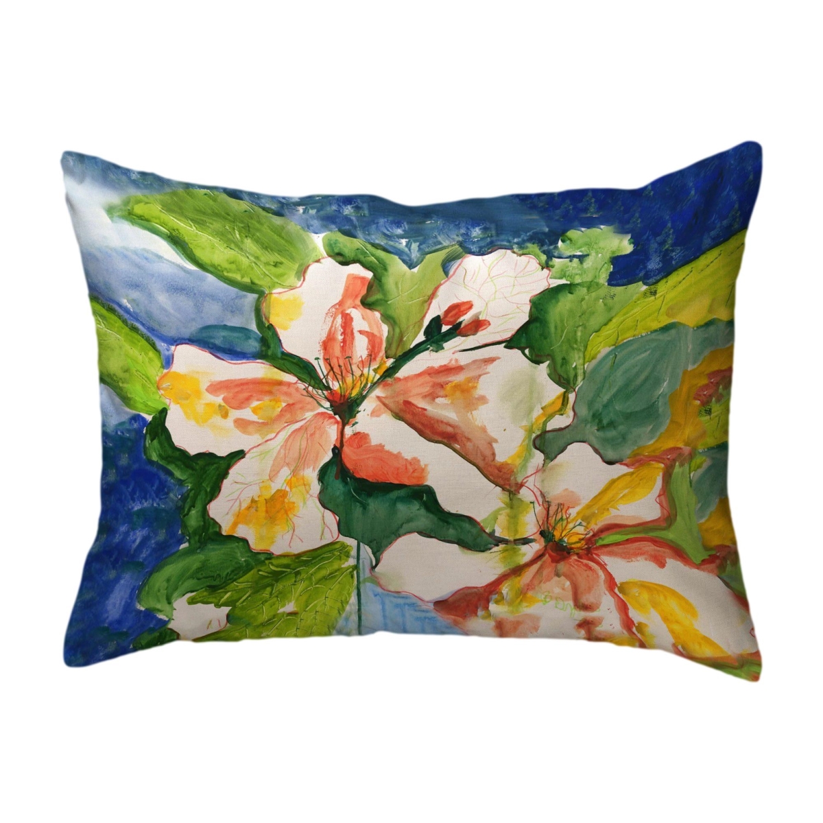 KS1294 11 x 14 in. White Hibiscus Small Noncorded Pillow