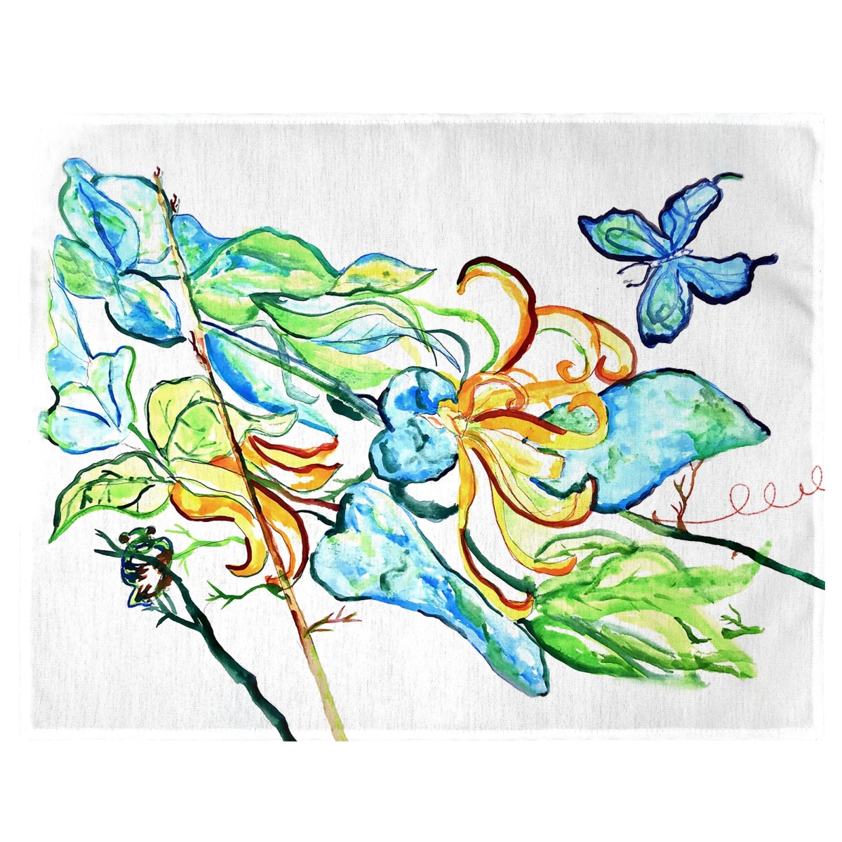 Picture of Betsy Drake PM1486 14 x 18 in. Blue Butterfly & Floral Place Mat, Set of 4