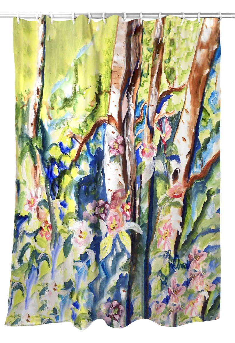 SH1423 71 x 74 in. Birch Tree Wood Shower Curtain