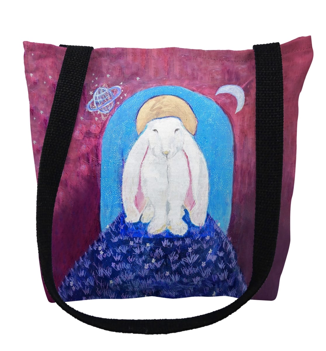 TY1455M 16 x 16 in. Night Bunny Medium Tote Bag
