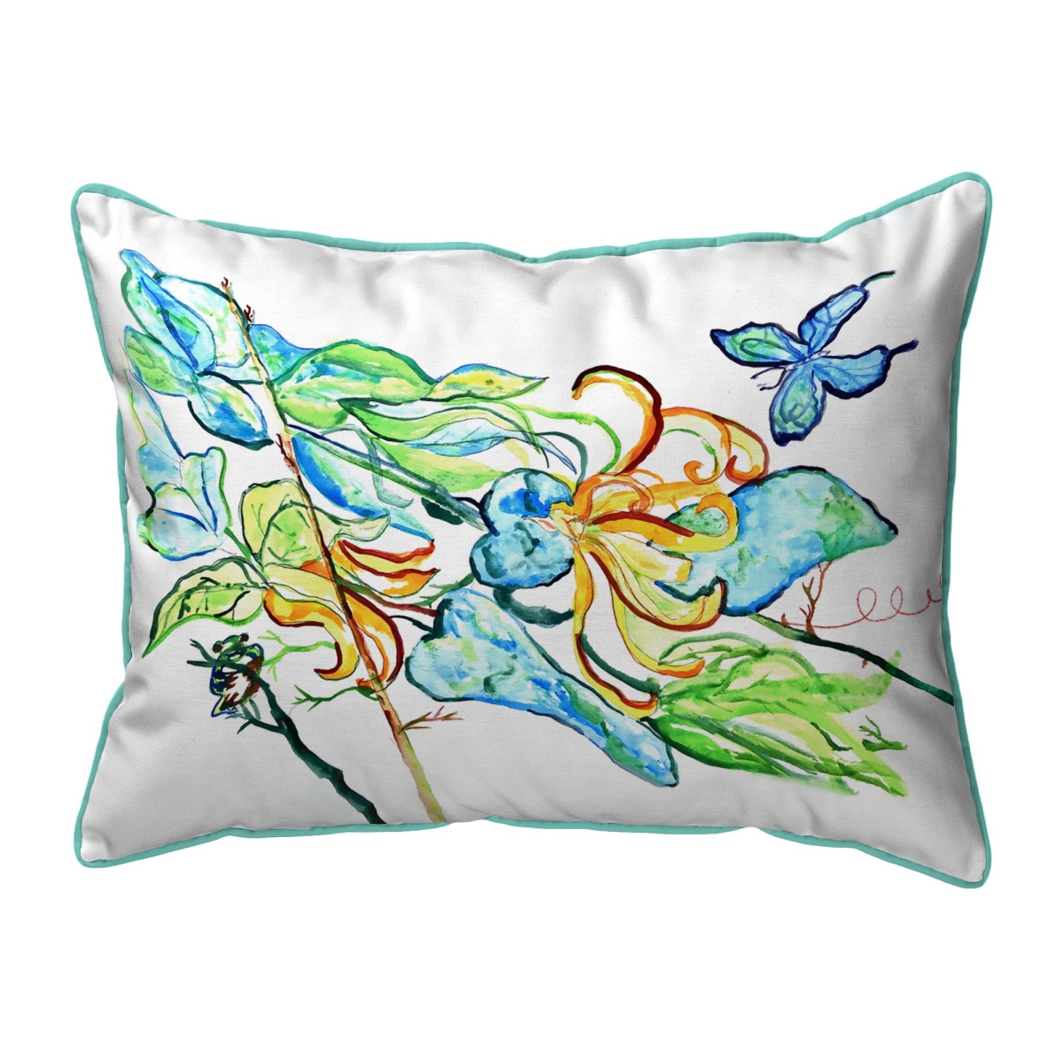 ZP1486 20 x 24 in. Blue Butterfly & Floral Extra Large Zippered Pillow