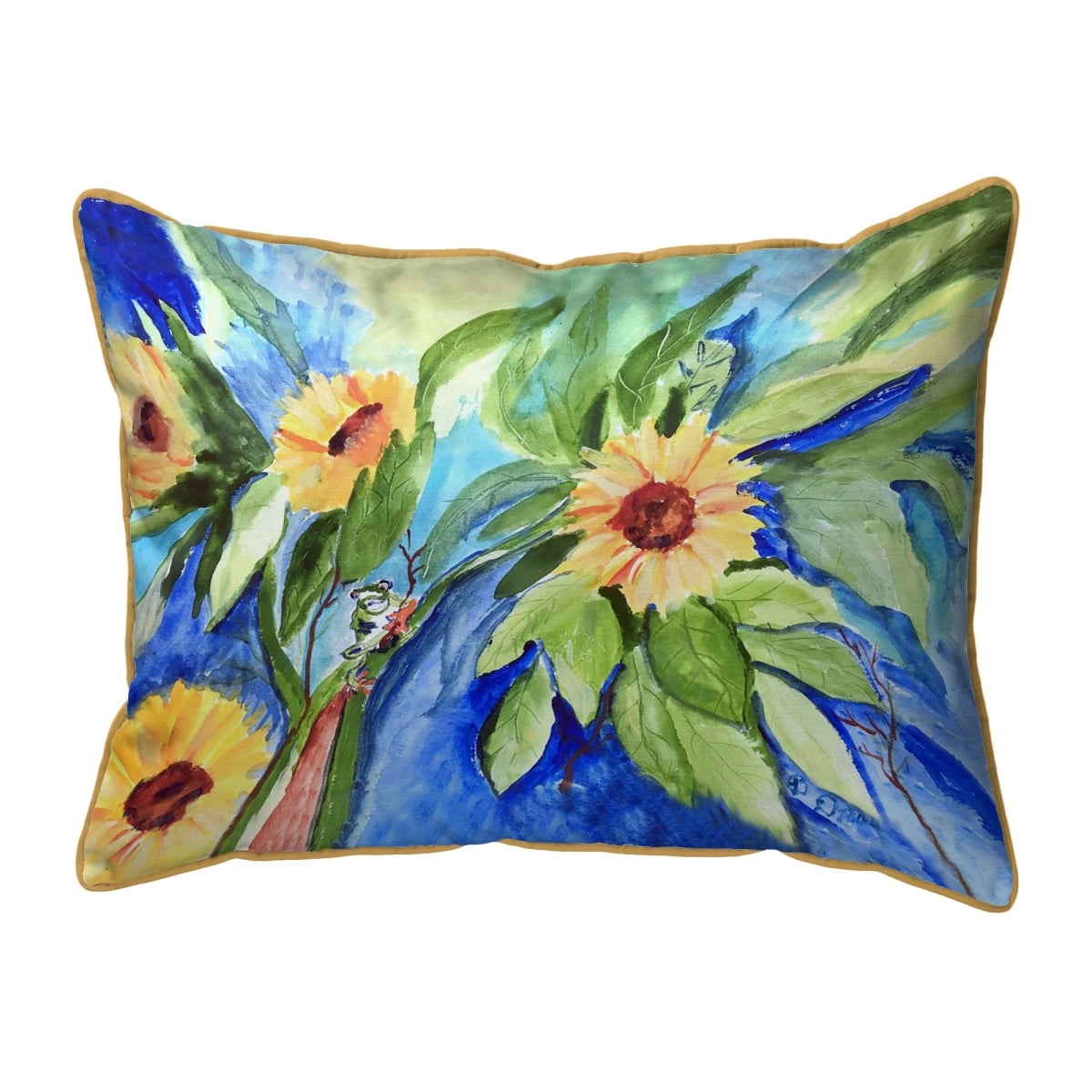 ZP1488 20 x 24 in. Sunflower & Frog Extra Large Zippered Pillow