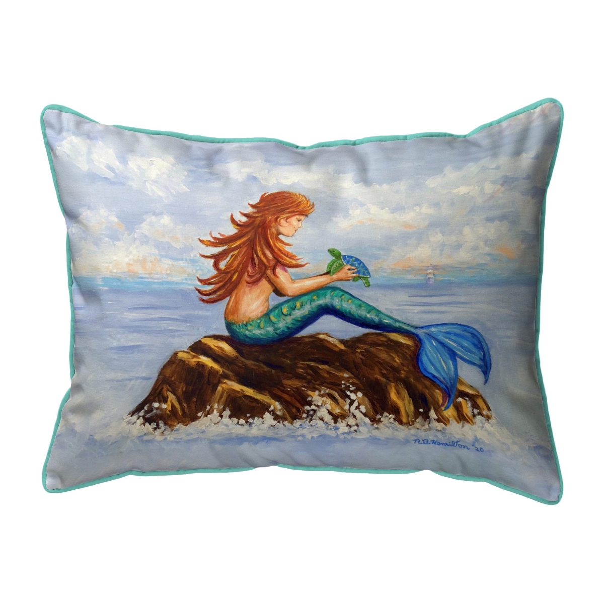 ZP1490 20 x 24 in. Mermaid & Sea Turtle Extra Large Zippered Pillow