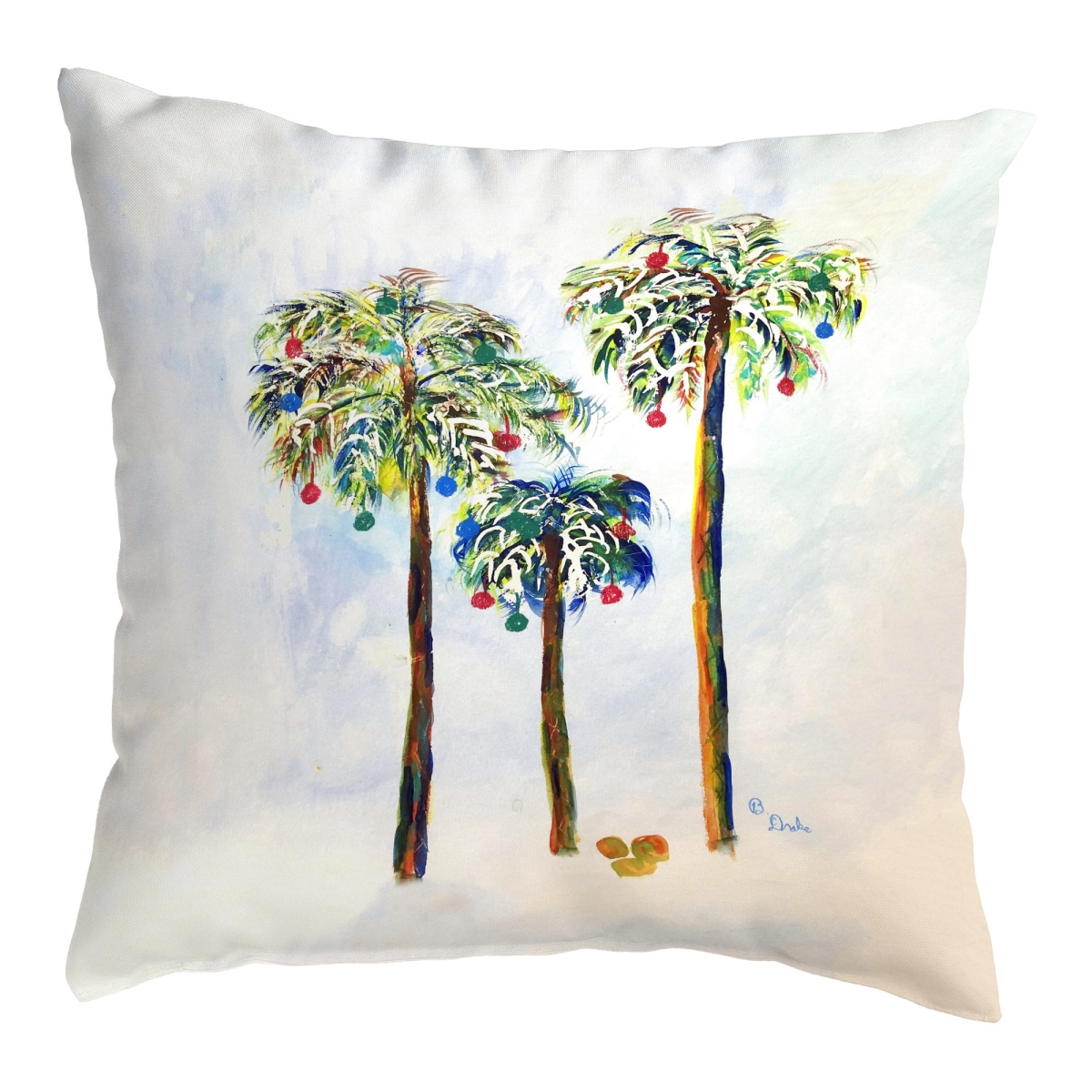 KS1310 12 x 12 in. Christmas Palms Small Noncorded Pillow