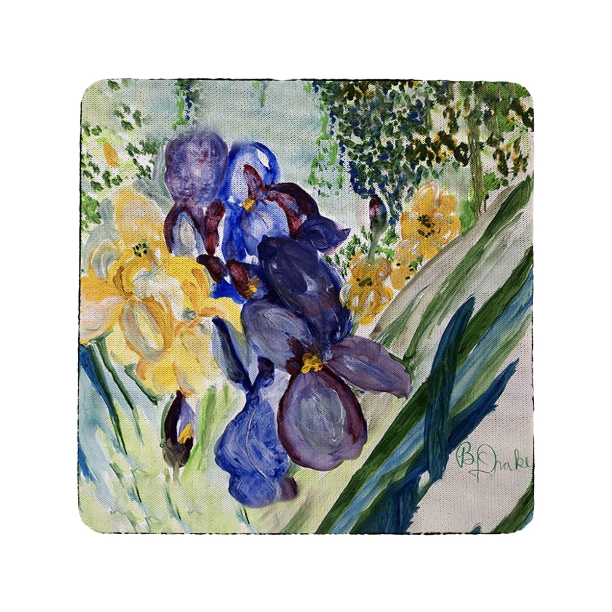 Picture of Betsy Drake CT1315 Yellow & Blue Iris Coaster, Set of 4