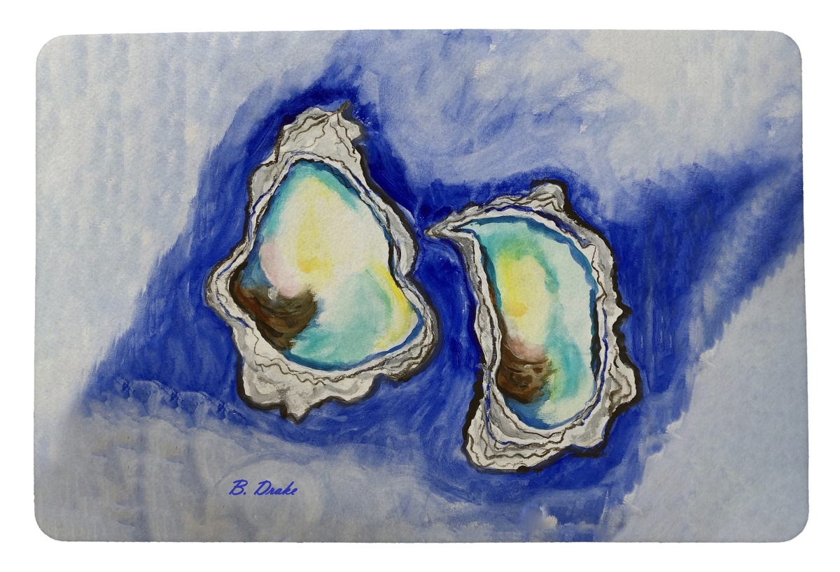 DM1279 18 x 26 in. Aqua Oysters Door Mat