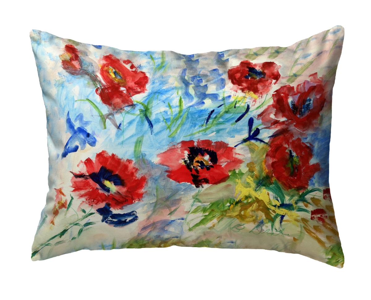 KS1305 11 x 14 in. Red Poppies Small Noncorded Pillow