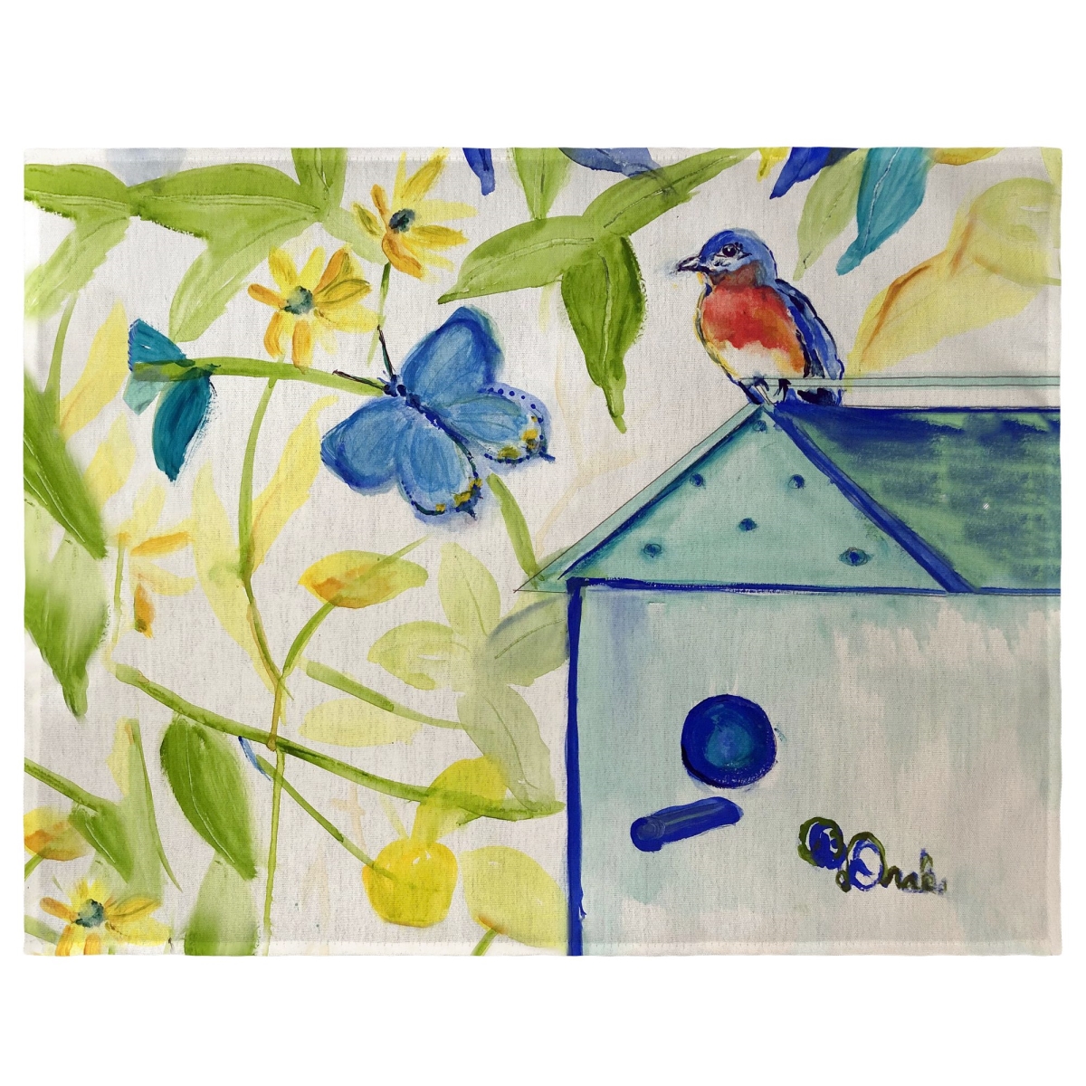 Picture of Betsy Drake PM1298 14 x 18 in. Blue Bird House Place Mat, Set of 4