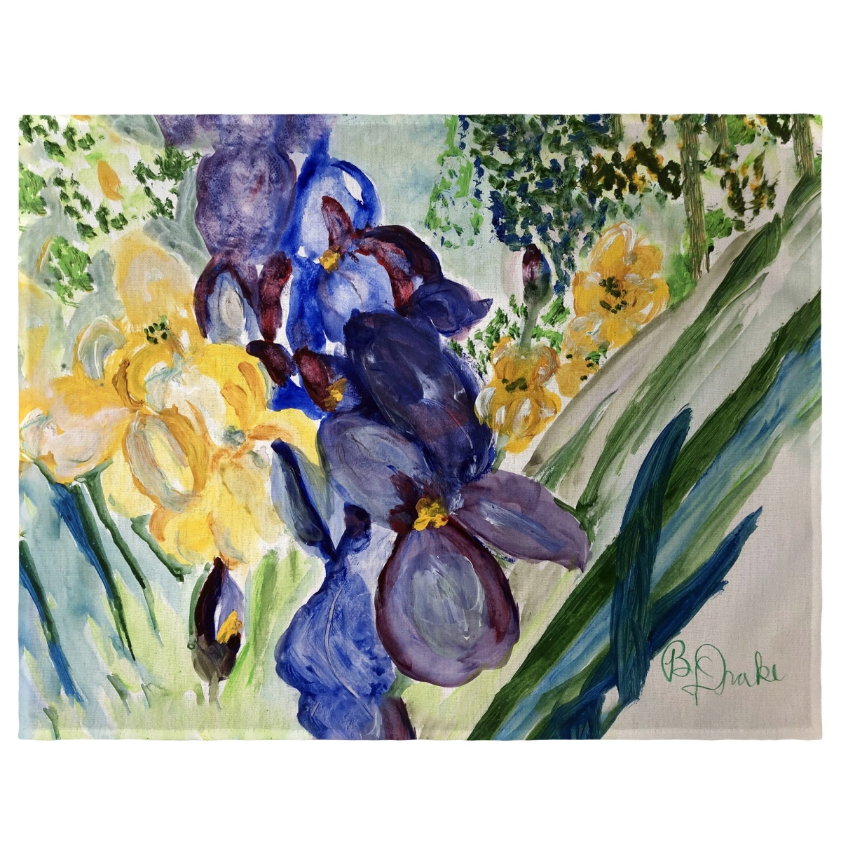 Picture of Betsy Drake PM1315 14 x 18 in. Yellow & Blue Iris Place Mat, Set of 4