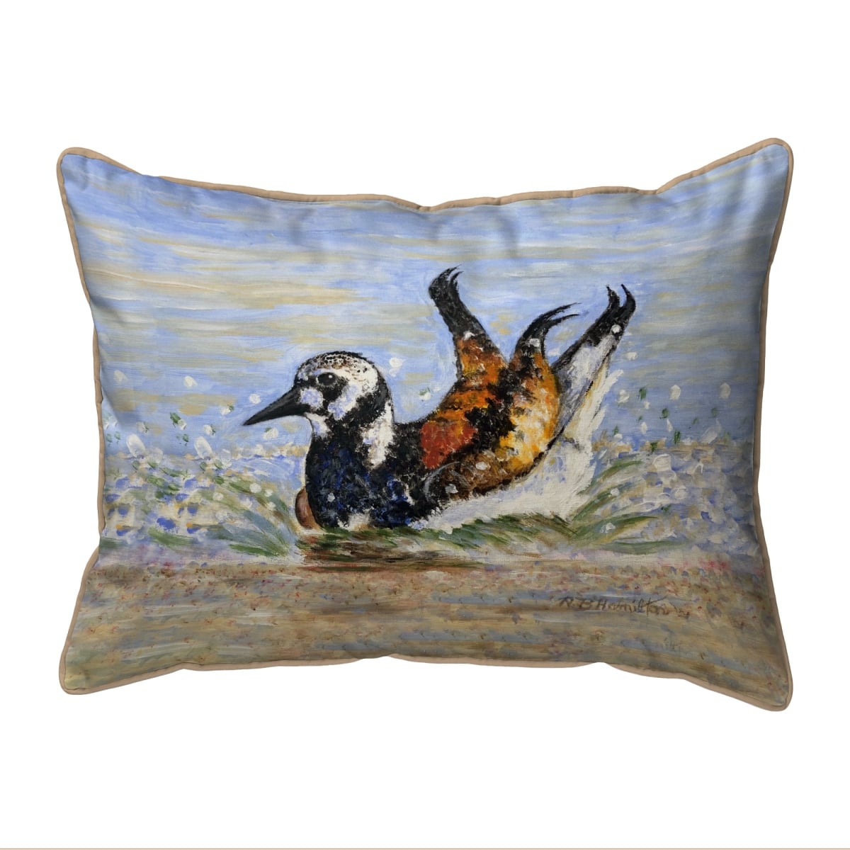 ZP1314 20 x 24 in. Beach Bird Bath Extra Large Zippered Pillow