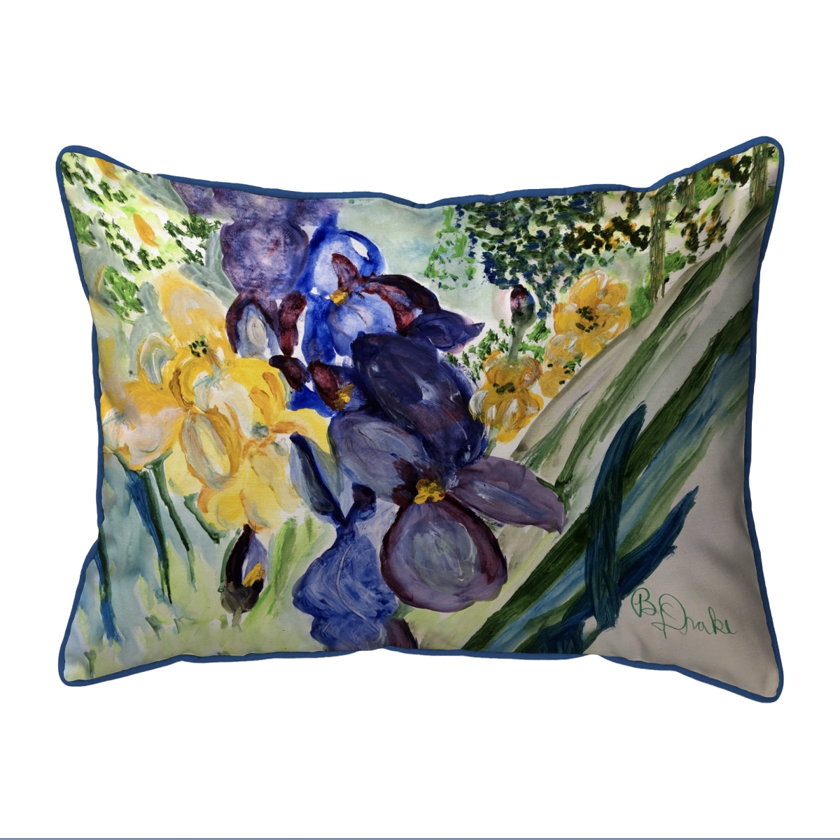 ZP1315 20 x 24 in. Yellow & Blue Iris Extra Large Zippered Pillow