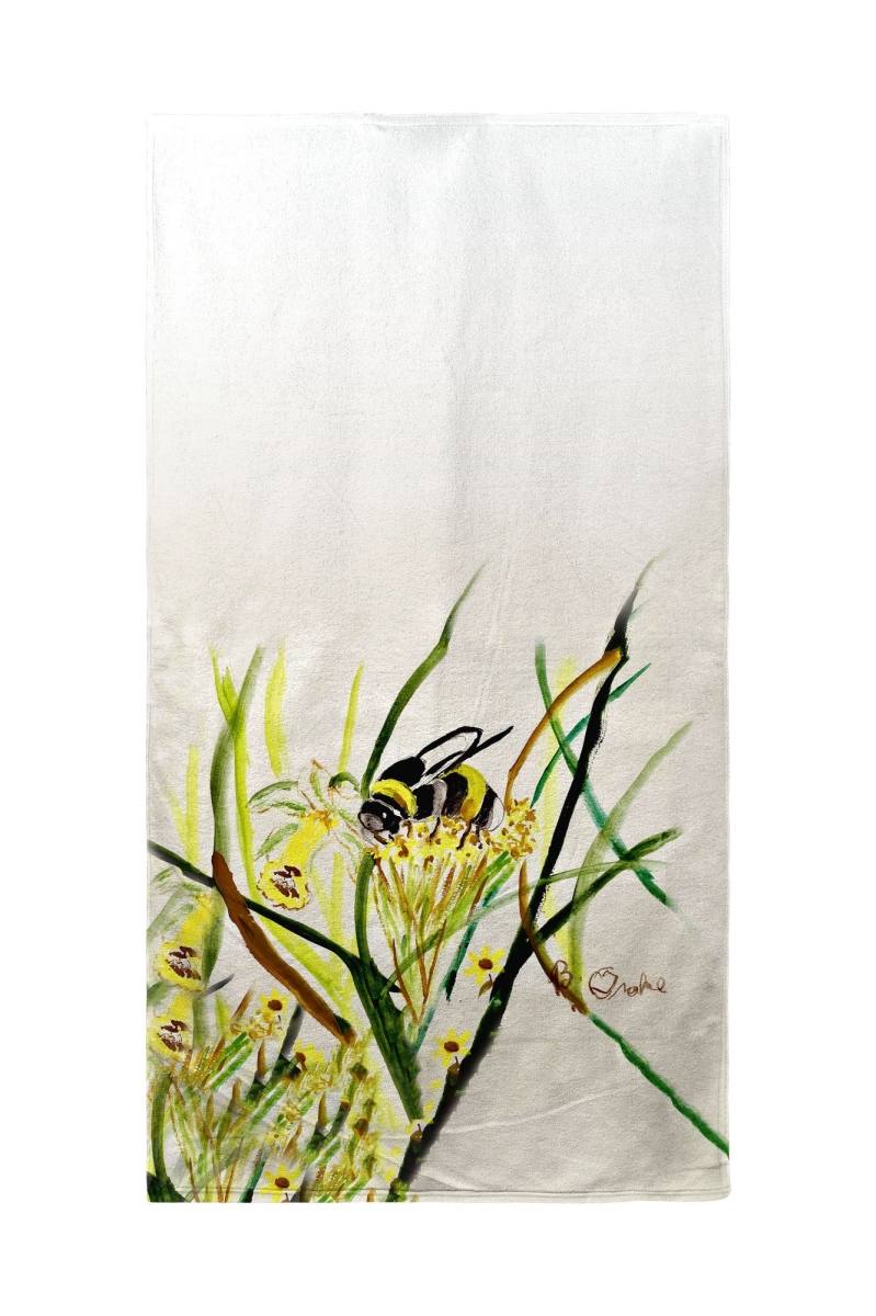 BT1326 30 x 50 in. Bee & Flower Beach Towel