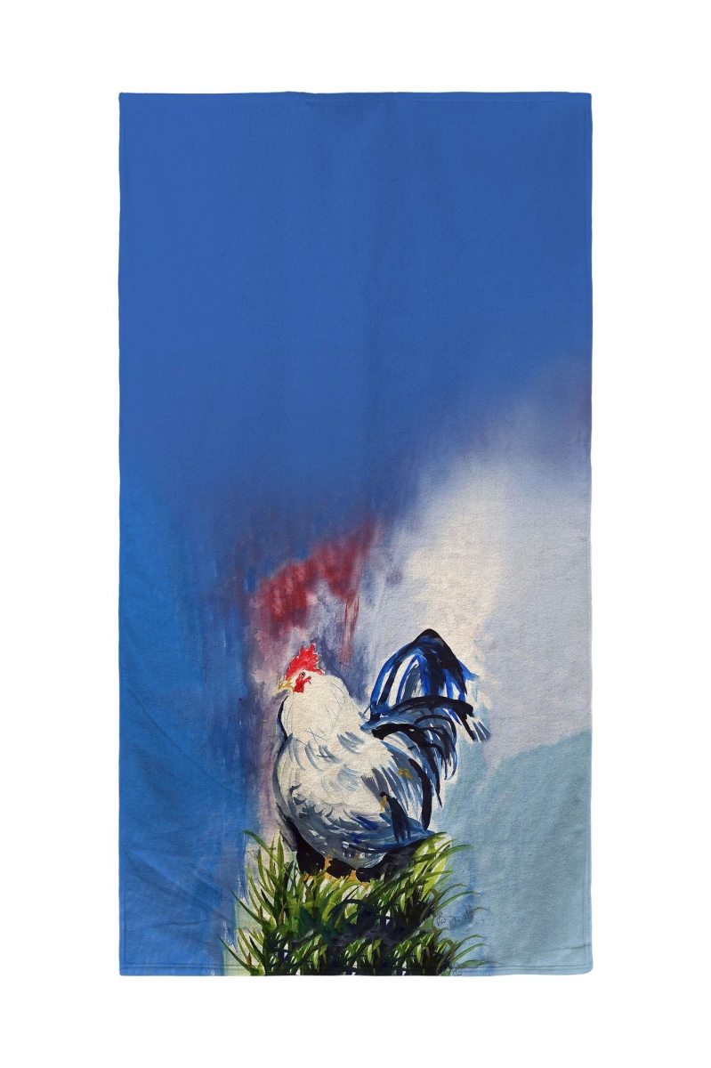 BT1330 30 x 50 in. Blue & White Rooster Beach Towel