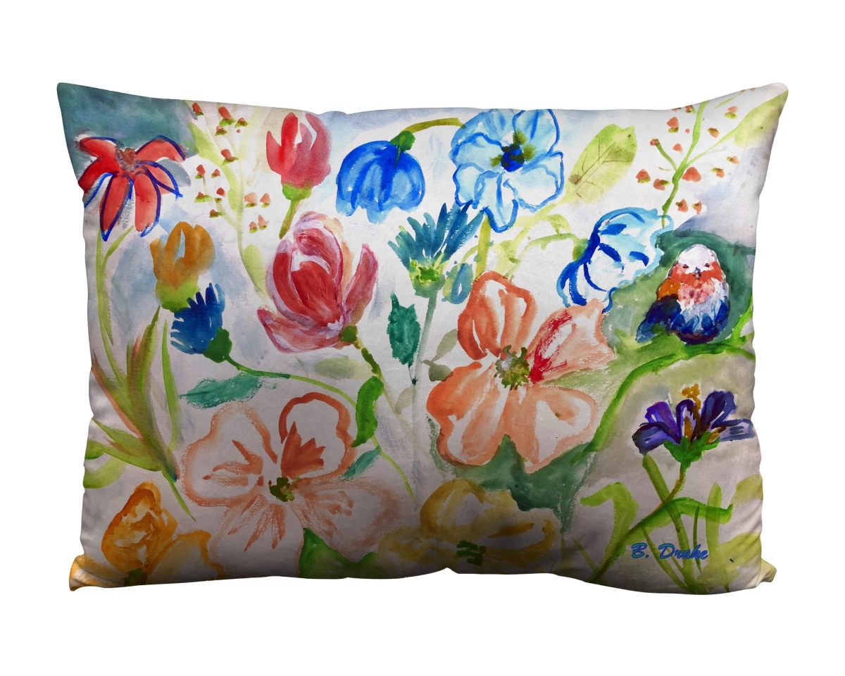 Picture of Betsy Drake Interiors SP1524 Colorful Flowers Suede Indoor Zippered Pillow 14x20