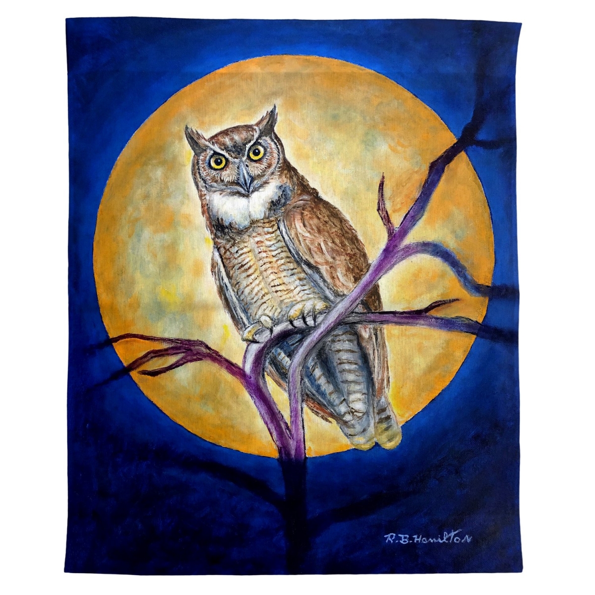 Picture of Betsy Drake Interiors TP1172 Owl in Moon Wall Hanging 24x30