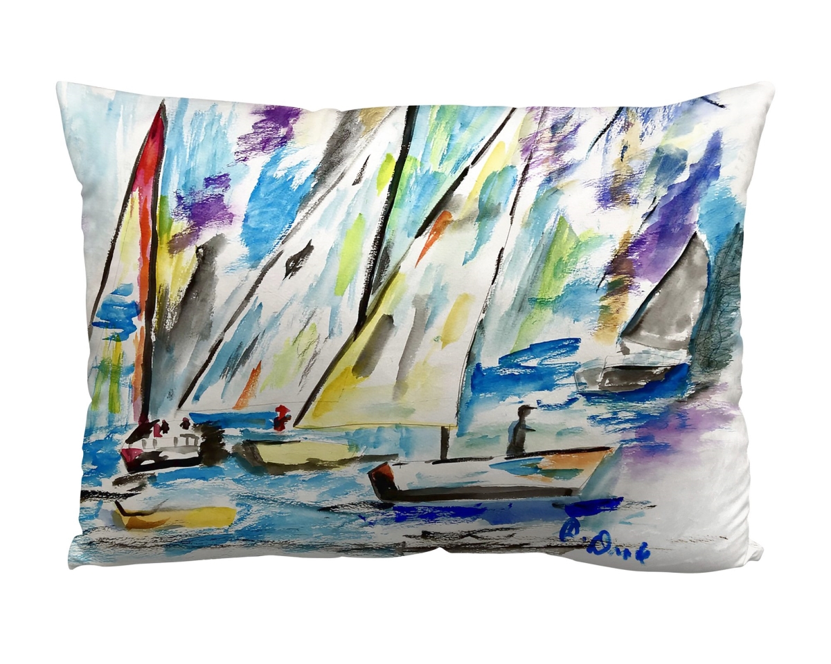 Picture of Betsy Drake Interiors SP1520 Betsy&apos;s   Sailboats Suede Indoor Zippered Pillow 14x20